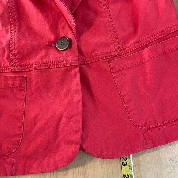 CAbi Blazer Jacket Size 8 Red Single Button Notch Collar Cotton Spandex Stretch - Picture 9 of 11
